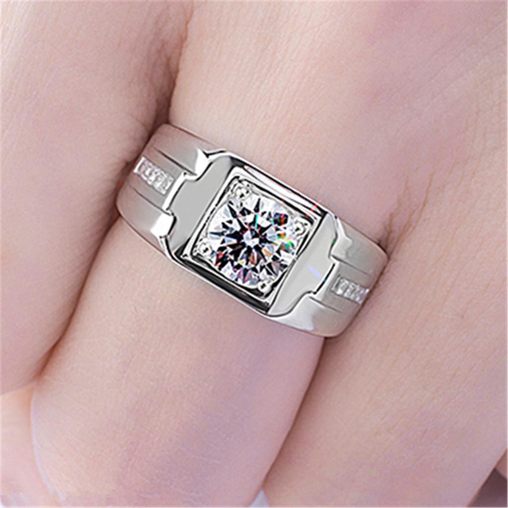 Ring New Men's Ring Men's Domineering Fashion Diamond Ring Simulation Diamond Ring Men's Platinum Plated Moissanite Ring