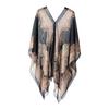 Women Scarf Poncho Cashew Flower Print Multi-function Chiffon Vintage Anti-sun Bikini Cover Up for Beach EMA