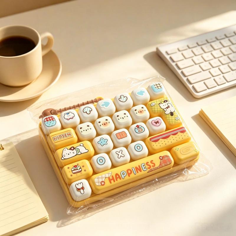 Stress Relief Simulated Keyboard Pendant 26 Key Fidget Bell Charm Cute Animal Decor for Portable Travel Use
