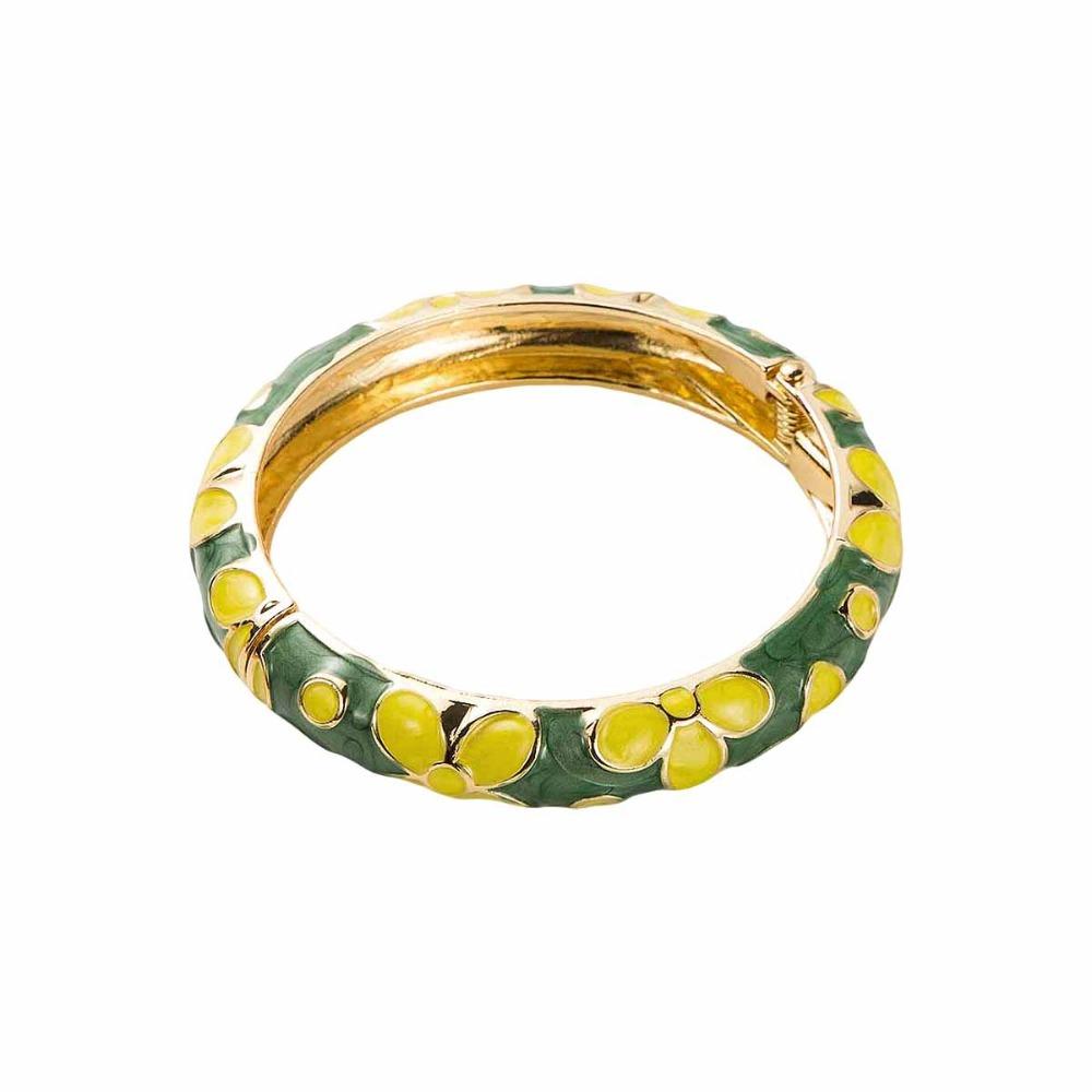 Chinese Style Enamel Flower Bangle Colorful Women's Hand Bracelet Vintage Cloisonne Bangle  Girls