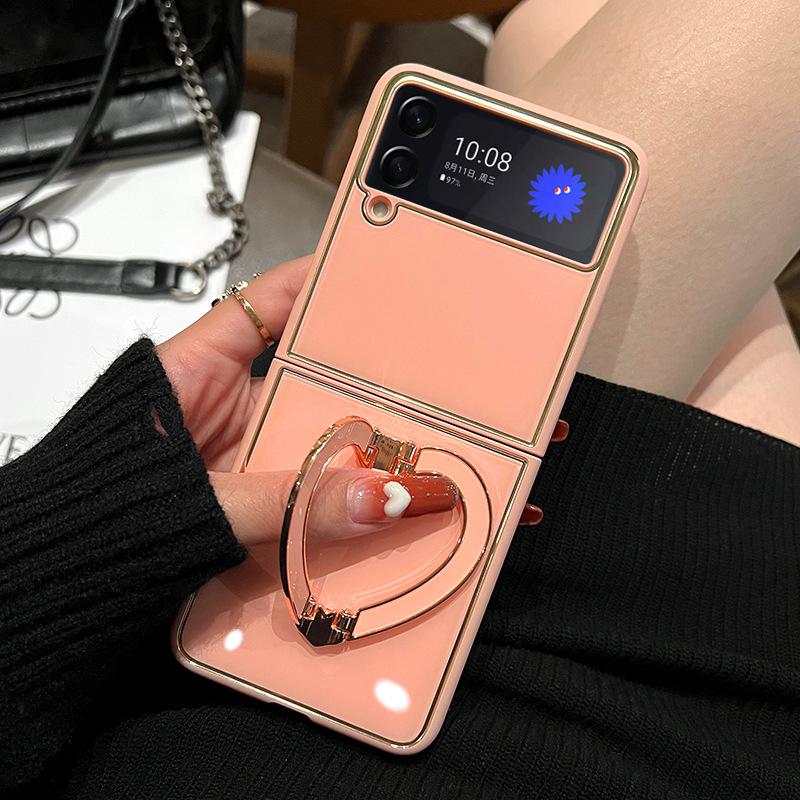 Чехол-подставка для телефона с бриллиантовыми сердечками для Samsung Galaxy Z Flip 3 Z Flip 4 5G, жесткий чехол из ПК для ZFlip3, защитный чехол