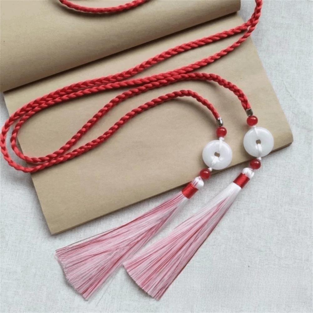 Traditional Hanfu Waist Tie Belt Handwoven Tassel Waist Cord Braided Waist Sash for Men Women