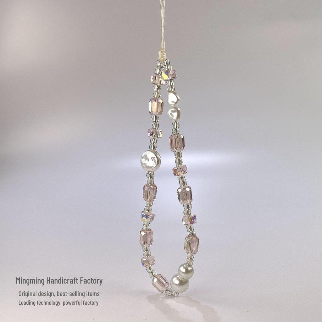 Универсальная цепочка для телефона с розовыми бриллиантами: Высококачественный браслет в японском и корейском стиле, устойчивый к падениям и потерям