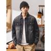 Retro Thickened Workwear Denim Jacket for Men, Autumn and Winter Short Style, Export Men's Clothing, Washed, Structured Shoulder, Stiff Jacket