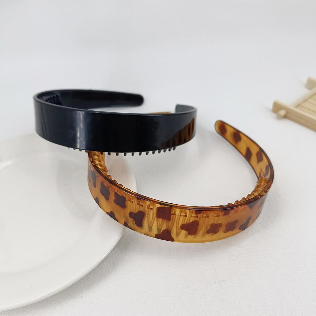 Premium Retro Headband Tortoiseshell Brown Simple Fashion Leopard Print Wide Hairpin Headgear Headband