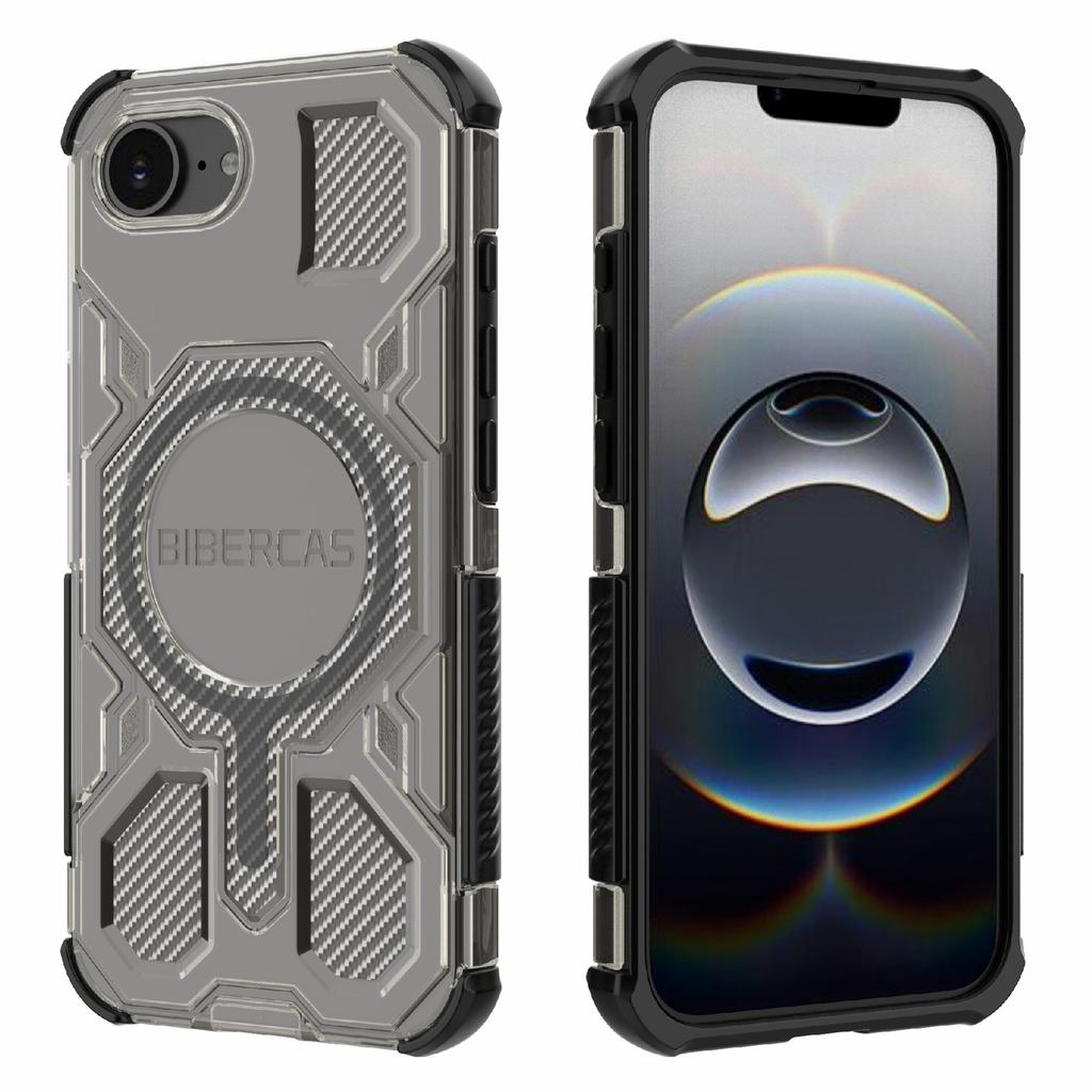 BIBERCAS J-16 Transparent Series For iPhone 16e Case Compatible with MagSafe TPU+PC Phone Cover