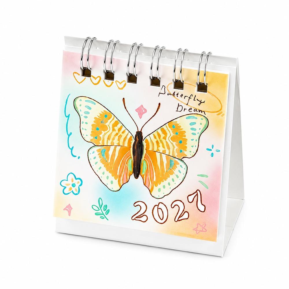 Butterfly Pattern Flip Calendar Portable Desktop Planner 2027 Desk Calendar Daily Planning