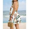 Summer Printed Strapless Hanging Neck Tie Loose Women's Dress