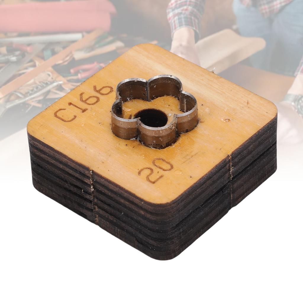 Leather Cutting Die with Wood Base Flower Shape Punching Mold for Keyring Making Crafting Projects