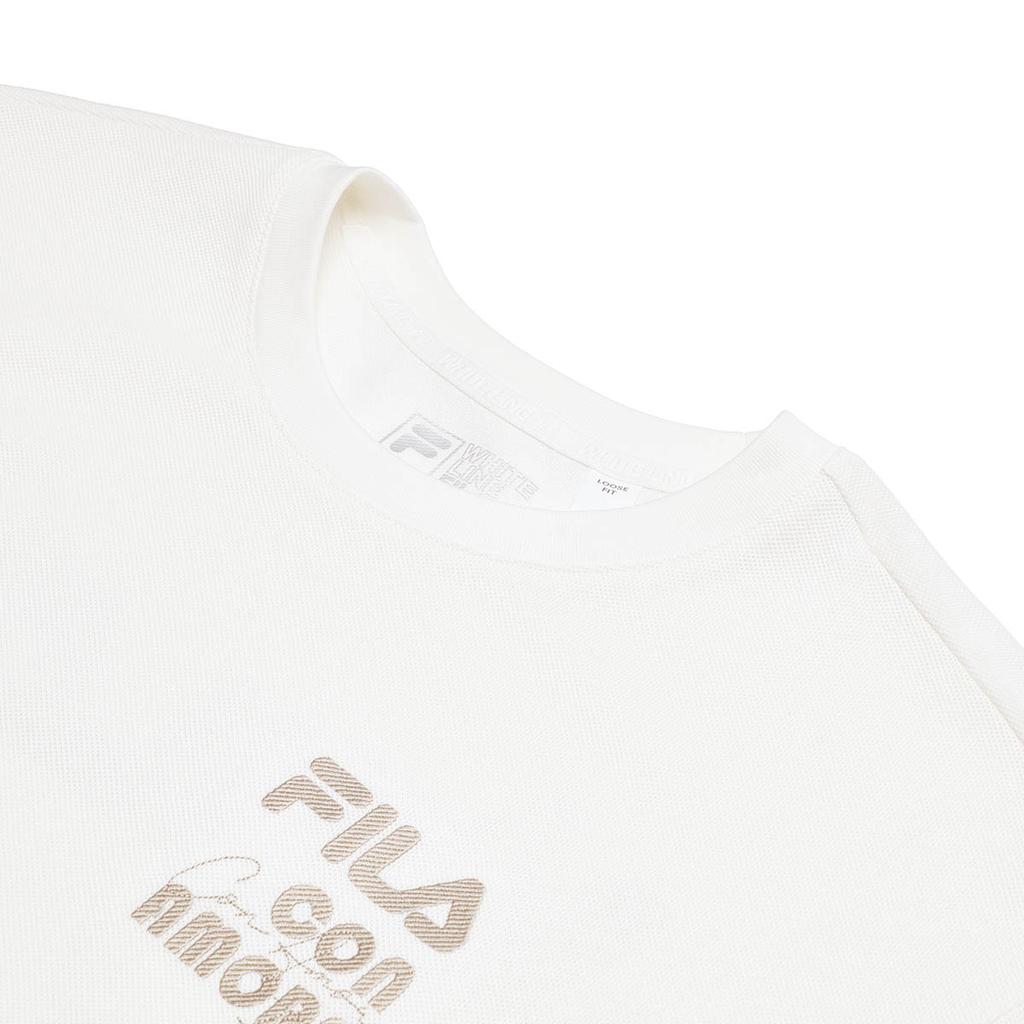 Fila Модная повседневная свободная дышащая вышитая трикотажная футболка с коротким рукавом SS23 унисекс топы молочно-белый F11U329103F-IV