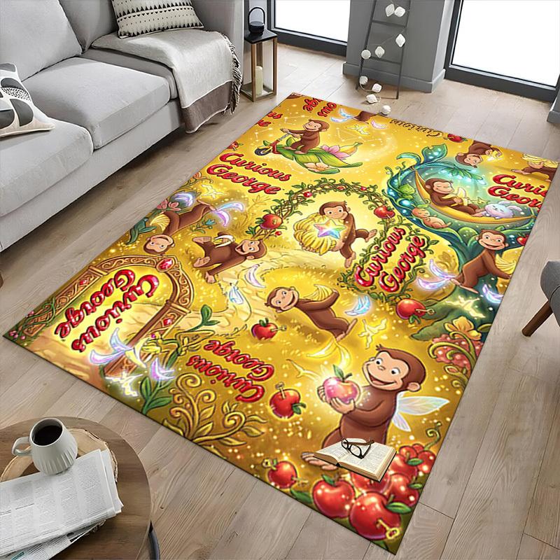 1PC Curious George Non-Slip Floor Carpet Compatible for Office&Living Room&Bedroom&Dining room - Soft & Pattern-G0358