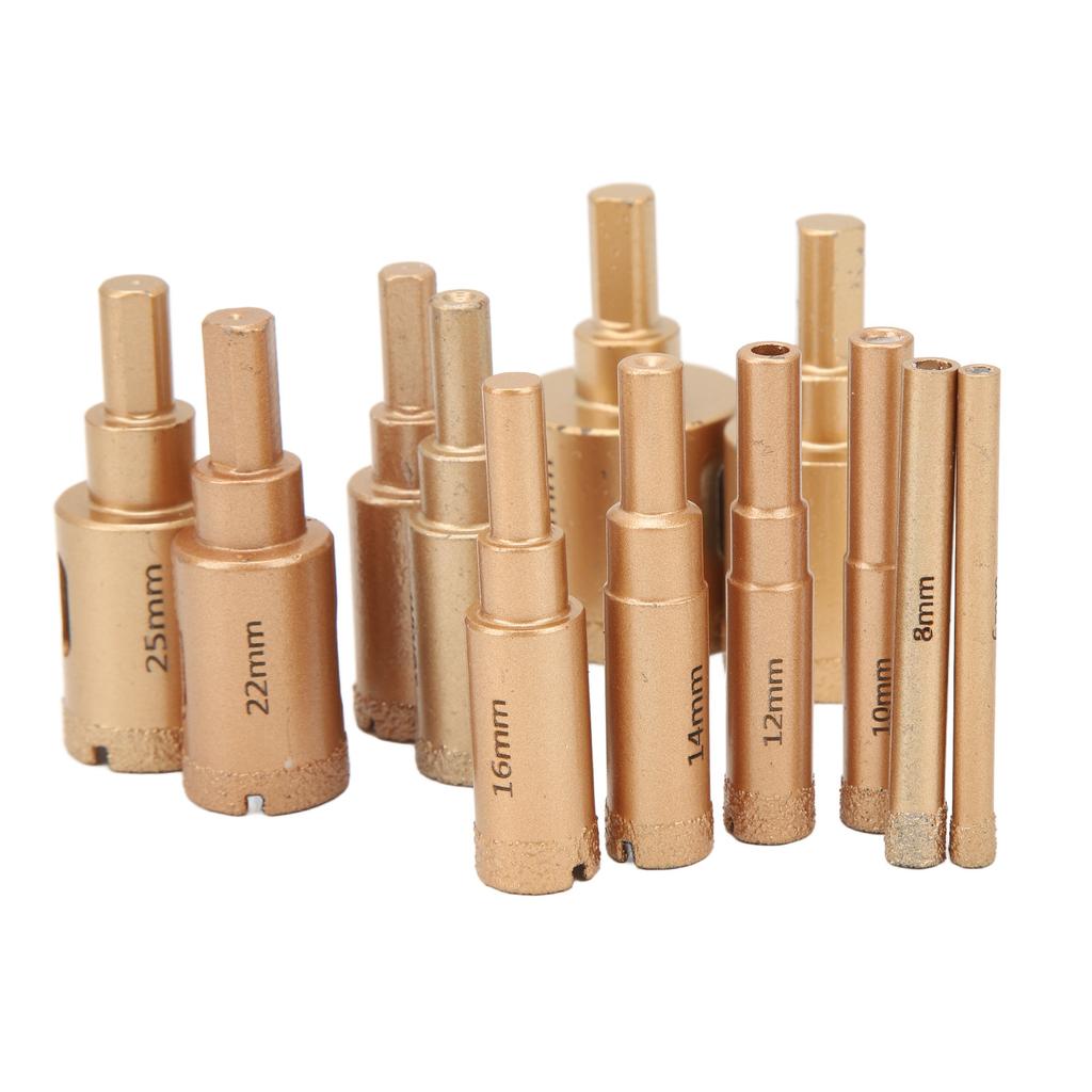 12 шт. паяных сверл для отверстий, кольцевая пила, сухой и мокрый рез, инструмент для открытия отверстий для гранита, мрамора