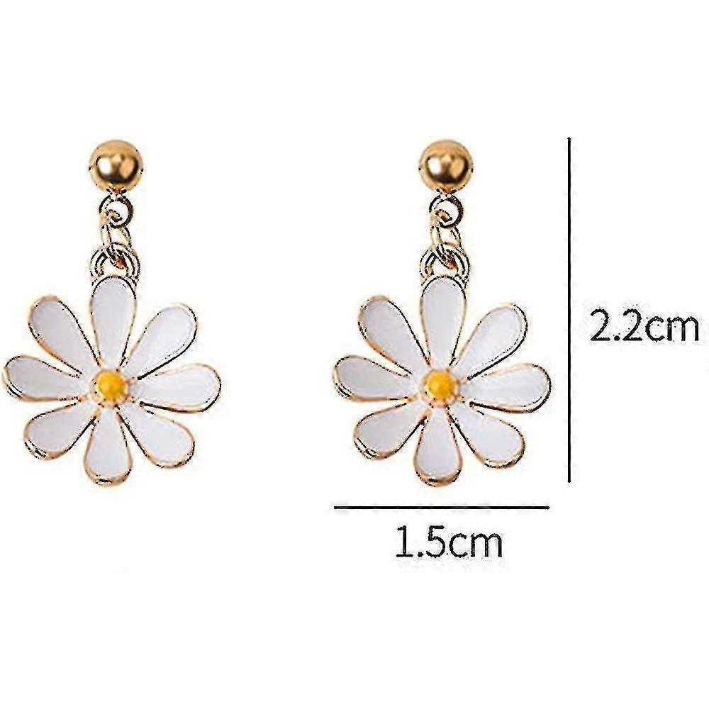 Daisy Flower Stud Earrings.cute Chrysanthemum Dangle Earring Little Sun Flower Drop Earring For Women Girl's Jewelry Short -