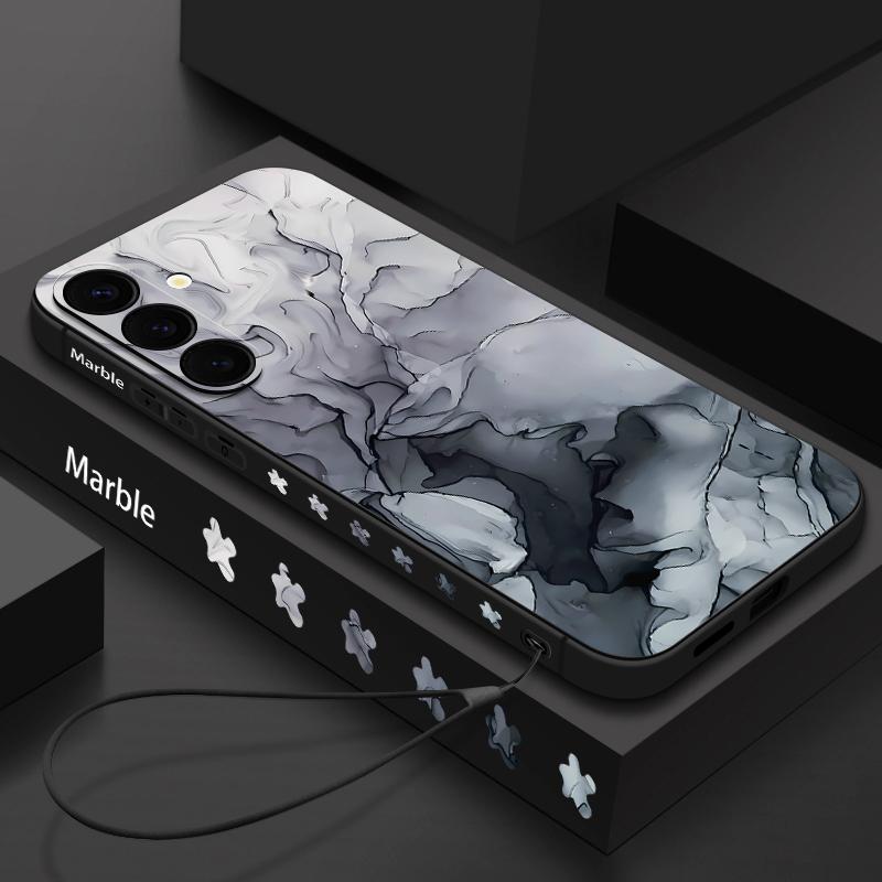 Для Samsung Galaxy S25 Ultra S24 S22 Plus S23 S21 A56 A36 A16 A55 Мраморный узор ударопрочный TPU мягкий для Magsafe магнитный с ремешком тонкий чехол крышка
