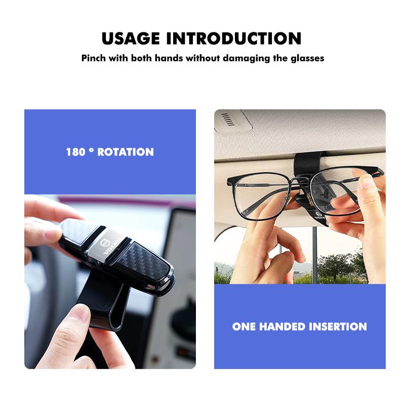 Carbon Car Eyeglass Holder Glasses Storage Clip Accessories For Volvo V40 V60 C30 C70 S60 S80 S90 XC40 XC60 XC70 XC90 T6 ari963