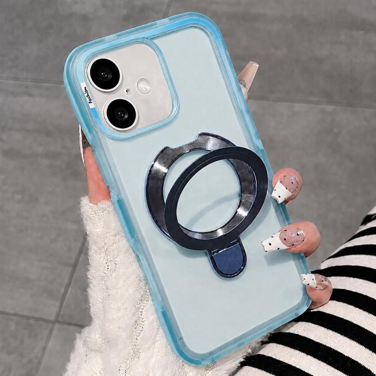 Dual-Color Translucent Matte Phone Case With Kickstand For iPhone 14 Pro, PC+TPU Anti-Fingerprint Shockproof Protective Cover