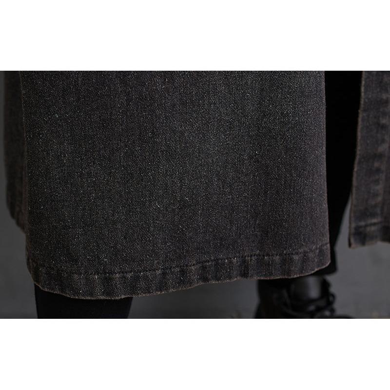 Hooded Long Denim Vest Coat Women's Slim Denim Jacket Retro Style Loose Casual Large Patchwork Pocket Design New Fashion Autumn