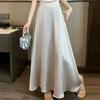 Women Fishtail Skirt High-Waisted Satin-Like Breathable Maxi Skirt Solid Color Office Skirt Work Leisure Daily Wear