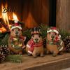 Уникальный holiday keepsake Рождественская фигурка капибары с шапкой и шарфом, смола, милая статуэтка, мультяшная скульптура животного для дома, вечеринки, украшения стола