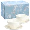 Официальный свадебный подарок Wedgwood Праздничная слоновая кость Пара чайных чашек Свадебный подарок для невесты и Официально импортированная упаковка & блюдце, 250 мл, Посуда,
