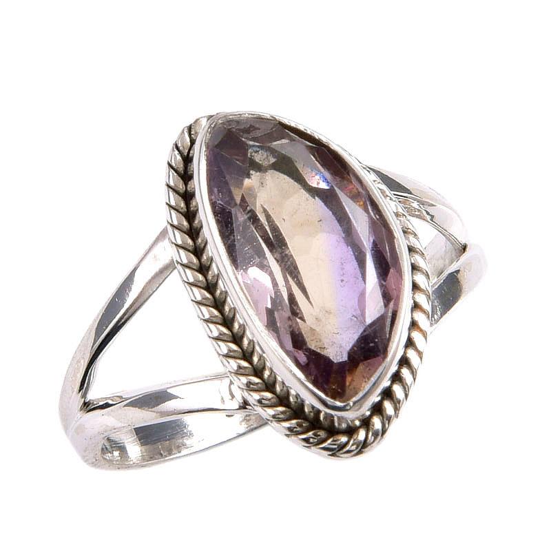 Кольцо из натурального аметрина, ручная работа, чистое серебро 925 пробы, размер 7,5 G4B37
