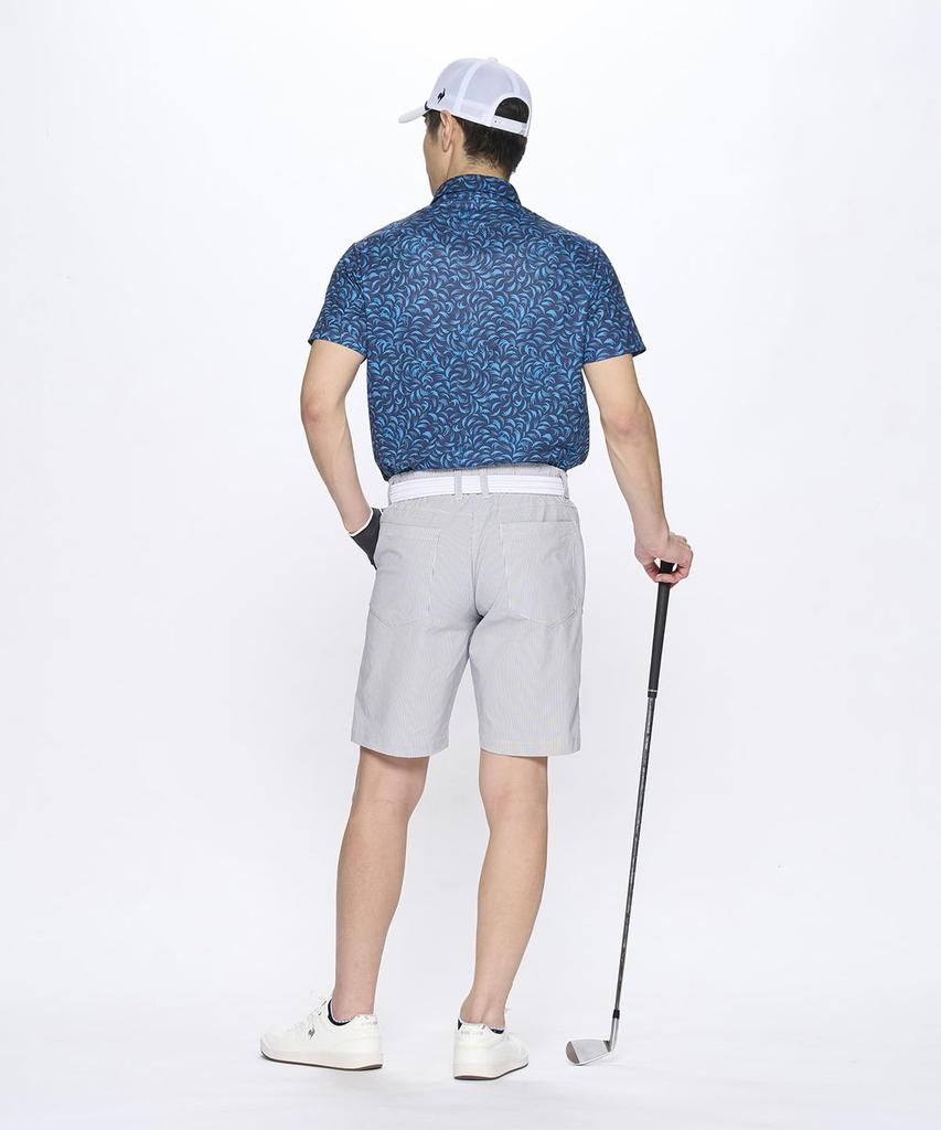 Coq Sportif Cool To the Highly NV00 [Le Golf] Short-sleeved Shirt, All-over Pattern, Sweat-wicking, Quick-drying, Stretch-forcer, Touch, Breathable,