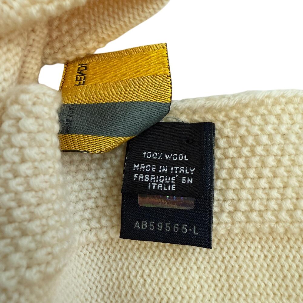 Fendi Шарф из шерсти с логотипом Stall FF, белая шерсть, женский, б/у