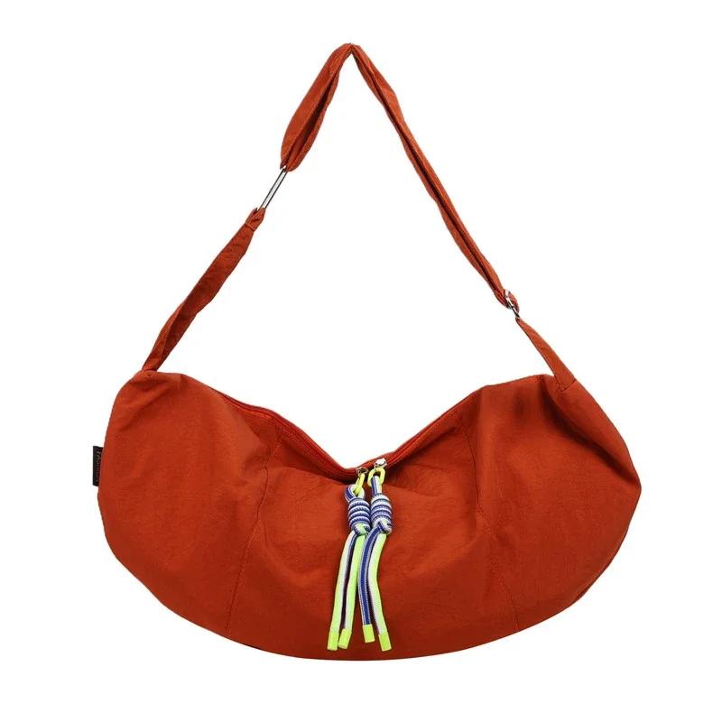 Простая и элегантная однотонная нейлоновая сумка через плечо, новая сумка через плечо с мягкой молнией, многофункциональная сумка для поездок на работу