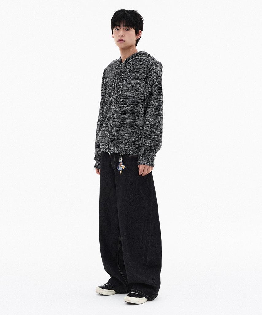 FILLUMINATE Symbol Mesh Knit Zip-Up - Black
