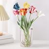 Artificial Tulip Realistic Faux Flower with Leaves No Maintenance Faux Tulip for Home Decor Wedding Party Table Centerpiece