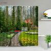 Парк Сад Дерево Цветок Пруд Природа Пейзаж Занавеска для душа Ванная Полиэстер Водонепроницаемая ткань Шторы Дом Ванна Декор