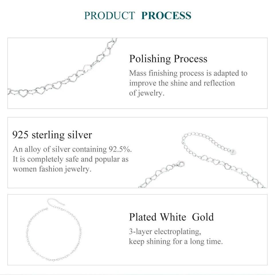 Ожерелье-цепочка BAMOER из стерлингового серебра 925 пробы с сердечком для женщин, мужчин и девочек BSA005