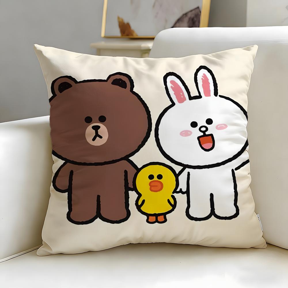 Популярный мультяшный бренд LINE friends Наволочка Мягкая и Легко стирающаяся – Универсальная для Дивана, Кровати, Путешествий и Офиса