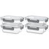 AILTEC Glass Airtight Storage Set of Glass Microwave and Oven Prepare In Lid BPA Rectangular Heat-Resistant Containers, 640ml, 4, Tupperware, Safe,