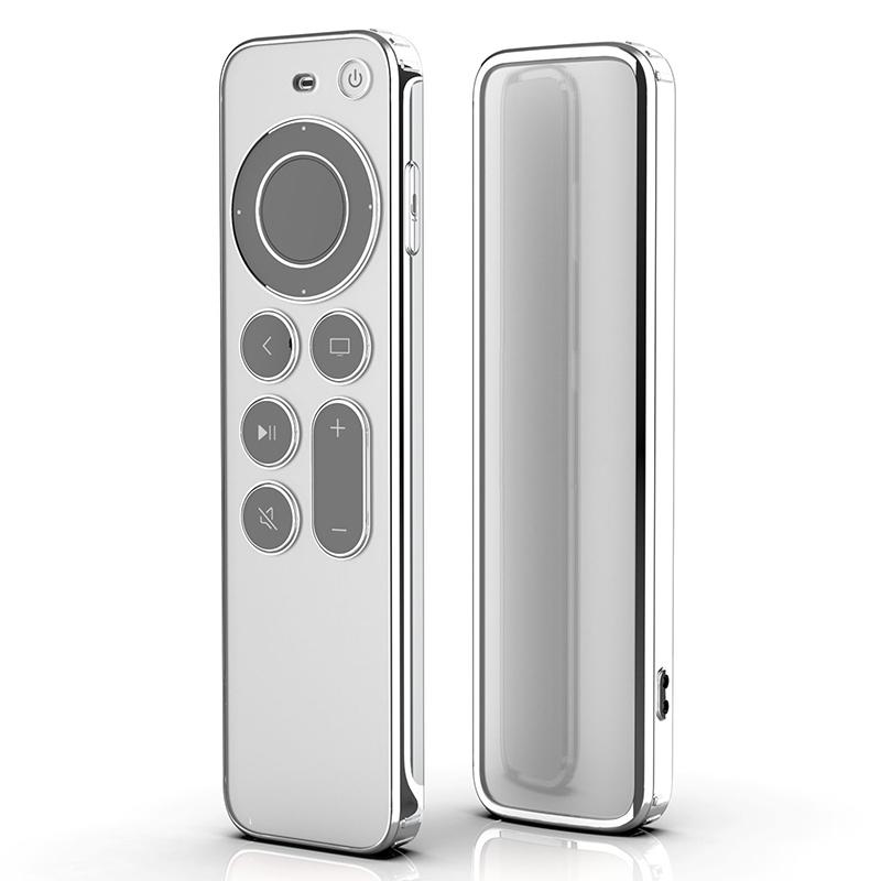 Чехол Tpu Silver Edge, совместимый с пультом дистанционного управления Apple TV 4K/Hd, предотвращает появление царапин, защищает от падений, прозрачный защитный чехол
