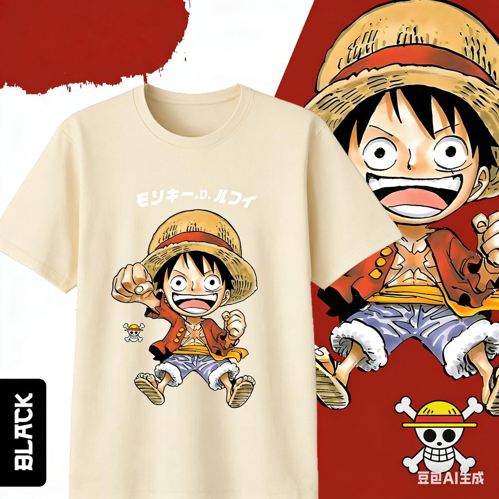 2026 Summer Anime One Piece Monkey D Luffy Printed Cotton Tshirt KidsUnisexsWomens Clothing Fashion Casual Street Tshirt Y2k