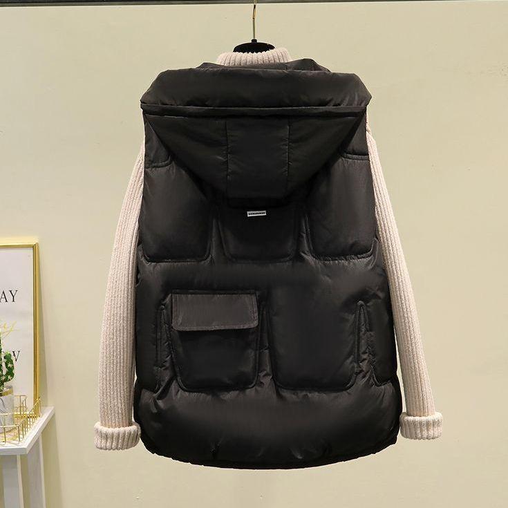 Новое корейское свободное модное зимнее женское пальто, жилет, куртка, пальто без рукавов