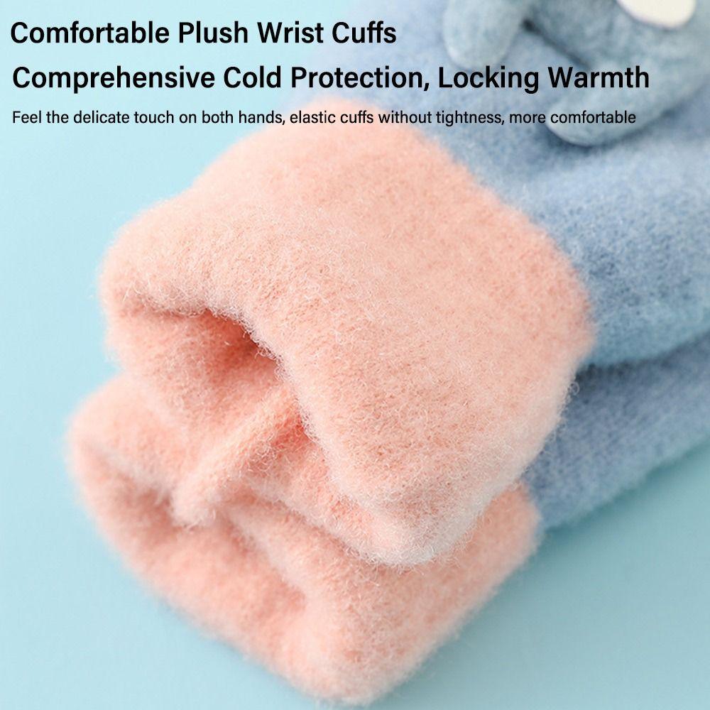 Пушистая подкладка Детские вязаные перчатки для малышей Мягкие мультяшные варежки Модные теплые перчатки для девочек и мальчиков