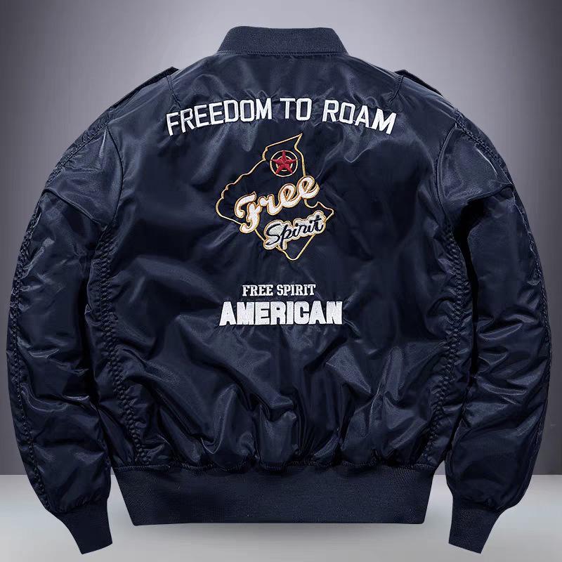 Модная Ретро Мужская Летная Куртка с Вышивкой - Универсальный Повседневный Бейсбольный Стиль для Весны и Осени