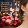 Acrylic Heart Earrings Pink Red Glitter Pendant Lightweight Comfortable for Women Gift