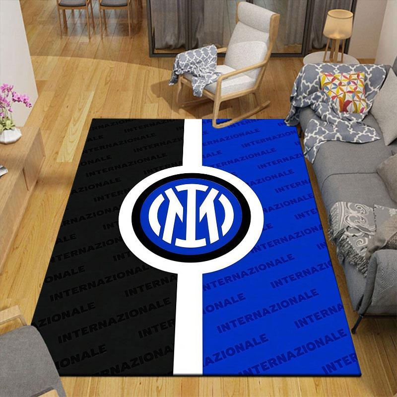 Inter Milan Printed Carpet, Home Sofa Decoration for Living Room & Bedroom, Non‑Slip Play Flannel Floor Mat for Game Room