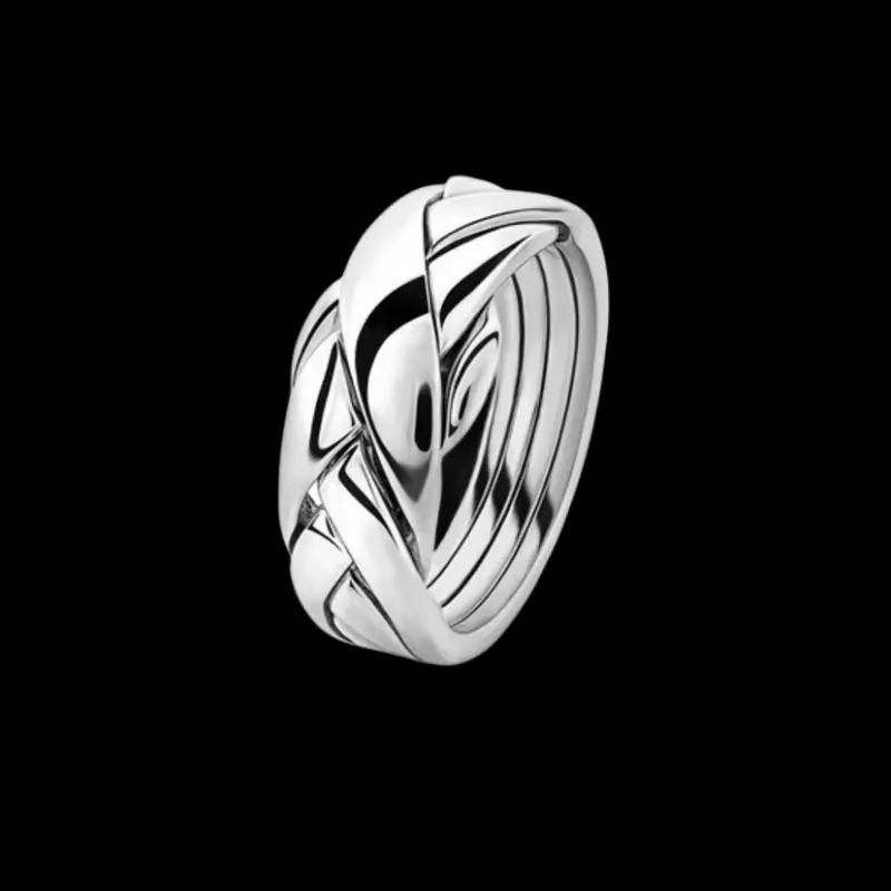 Кольцо Huajie Sterling Silver Braided Ring для женщин - Модные тайские серебряные фестивальные украшения S925