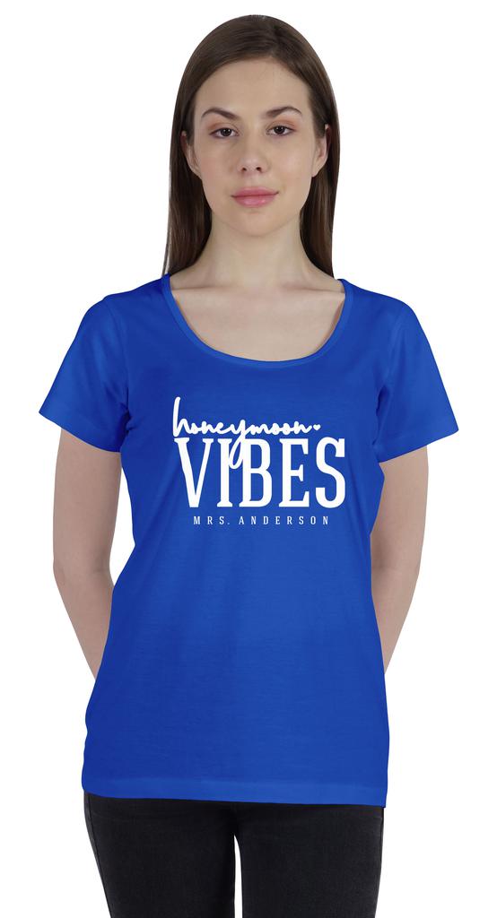 Inkdotpot Personalized Womens Tshirt Top Honeymoon Vibes Mrs  Wedding  Announcement
