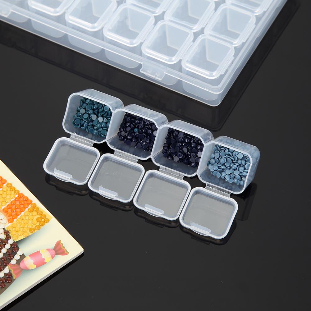 Хранилище стразов PP с прозрачной крышкой, 56 слотов, держатель для нейл-арта, аксессуары для украшения ногтей, инструмент для ювелирных изделий, алмазная живопись