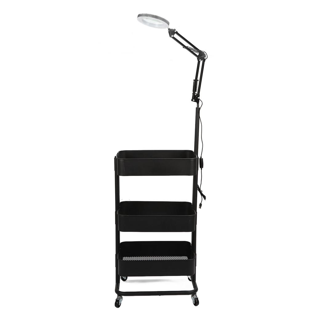 Salon Rolling Cart 3 Layers Salon Trolley Cart Space Saving Hair Salon Beauty Cart with LED Lights