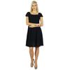 Bimba Women Little Black Dress Semi Sheer Georgette Pleated Top Lined Dress