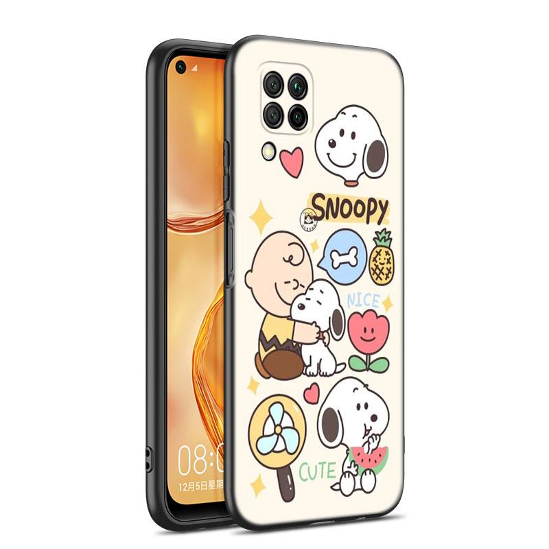 Мультяшный Каваи Снупи Черный Чехол для Телефона Для Huawei P10 P20 P30 P40 Lite P50 P60 Art P50E P Smart Z 2018 2020 2021 Pro 2019