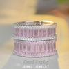 2022 High-Carbon S925 Sterling Silver Pink Diamond Eternity Ring - Women's High-End Ins Style Band