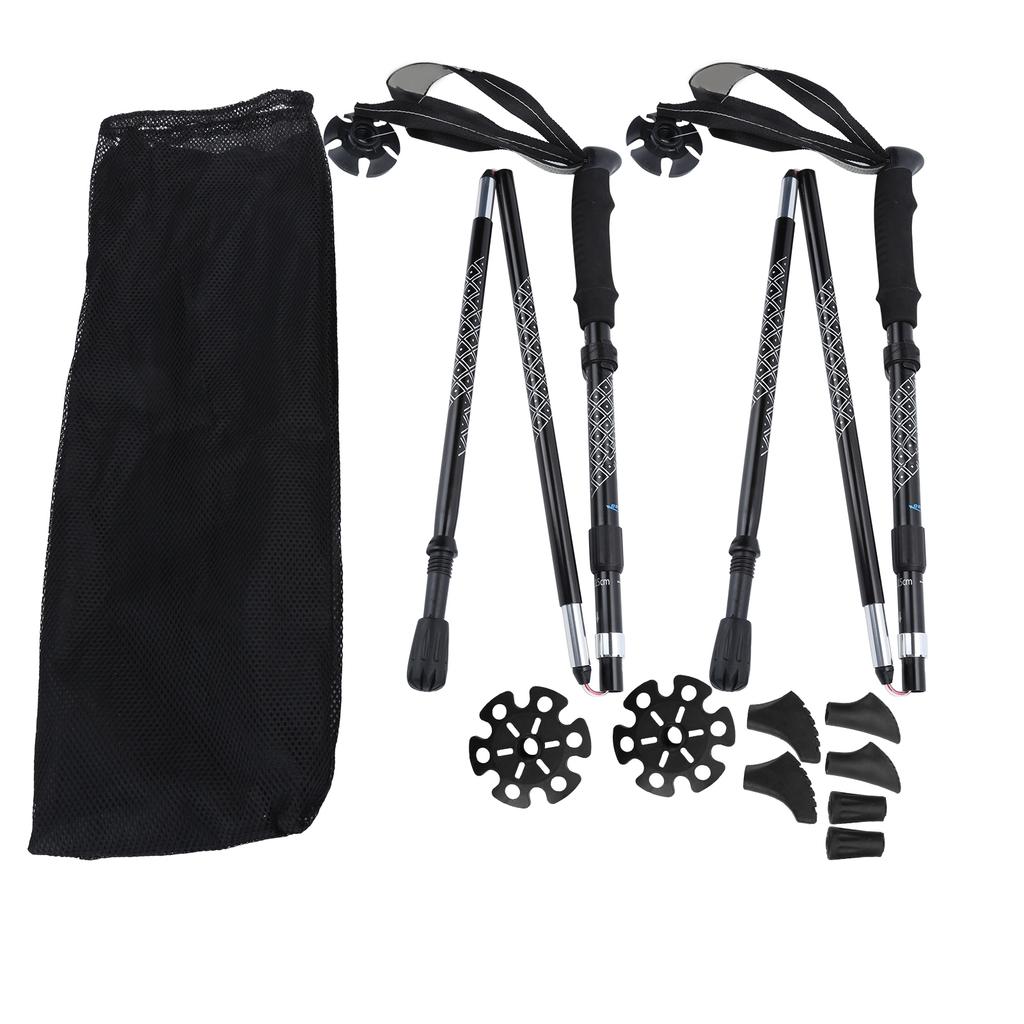 1 пара 5-секционных складных амортизирующих телескопических походных палок с внутренним замком