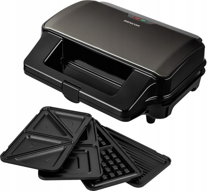 Opiekacz Toster Do Kanapek Tostów Panini Gofrów Sencor 4W1 900 W Czarny